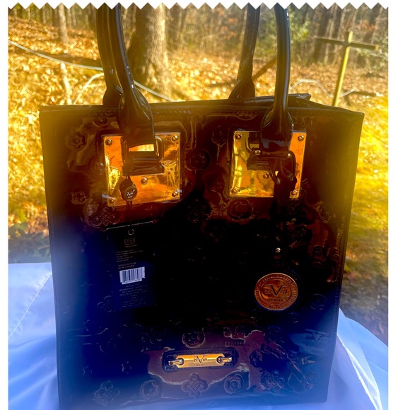 Versace Milano Italia Handbag NWT Black Patent Leather - Picture 1 of 10